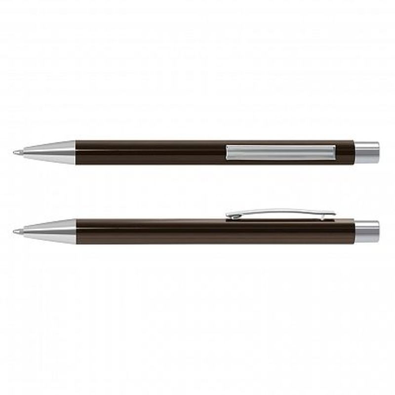 Set of 50 Lancer Pens in gunmetal with chrome accents, featuring retractable design and 1200 meters of smooth black ink.