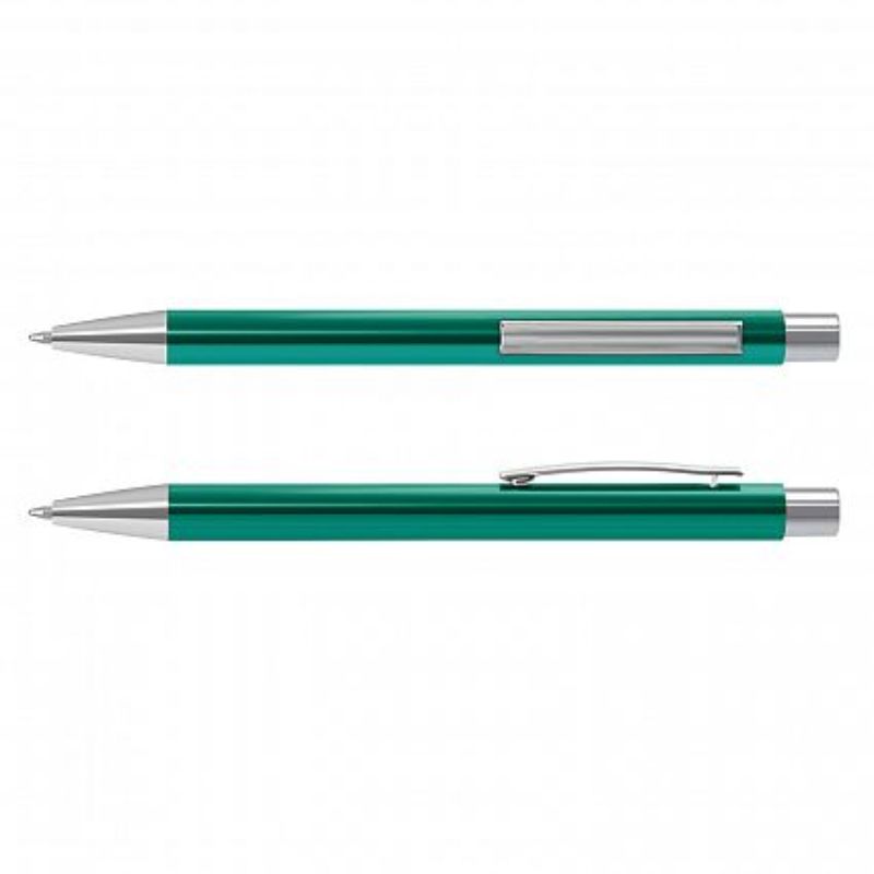 Teal retractable ballpoint pens with shiny accents, set of 50, ideal for events and everyday use.