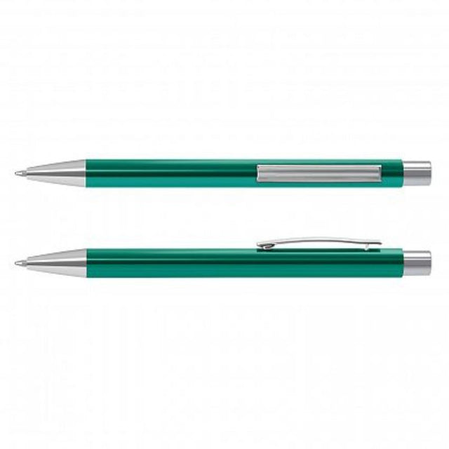 Teal retractable ballpoint pens with shiny accents, set of 50, ideal for events and everyday use.