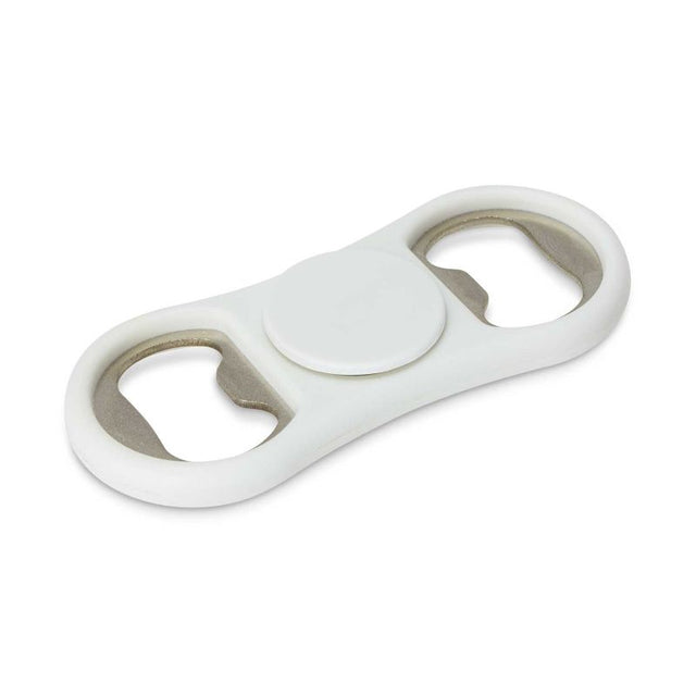 Set of 30 white Spinner Bottle Openers that double as fun fidget spinners for stress relief and easy beverage access.