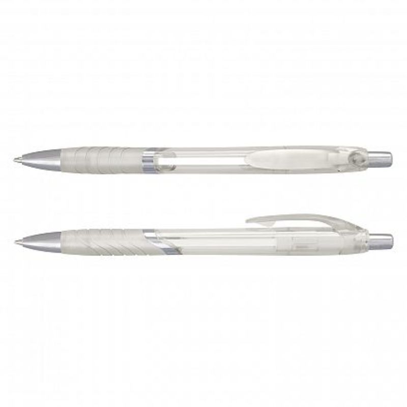 Set of 100 Jet Pens with translucent barrels, chrome trim, and soft-touch grip for smooth, reliable writing.
