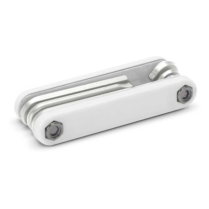 Targa Multi Tool Set in white/silver, compact 12-piece set featuring Allen keys and screwdrivers for DIY tasks.