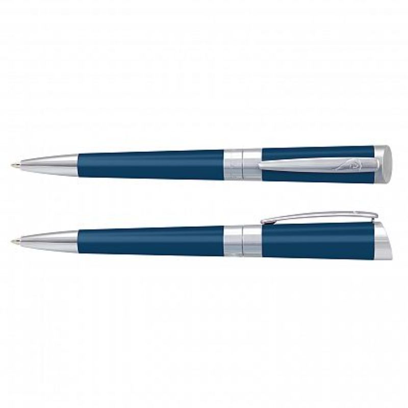 Set of three Pierre Cardin Evolution pens in blue and silver, featuring a sleek design and smooth twist action for effortless writing.