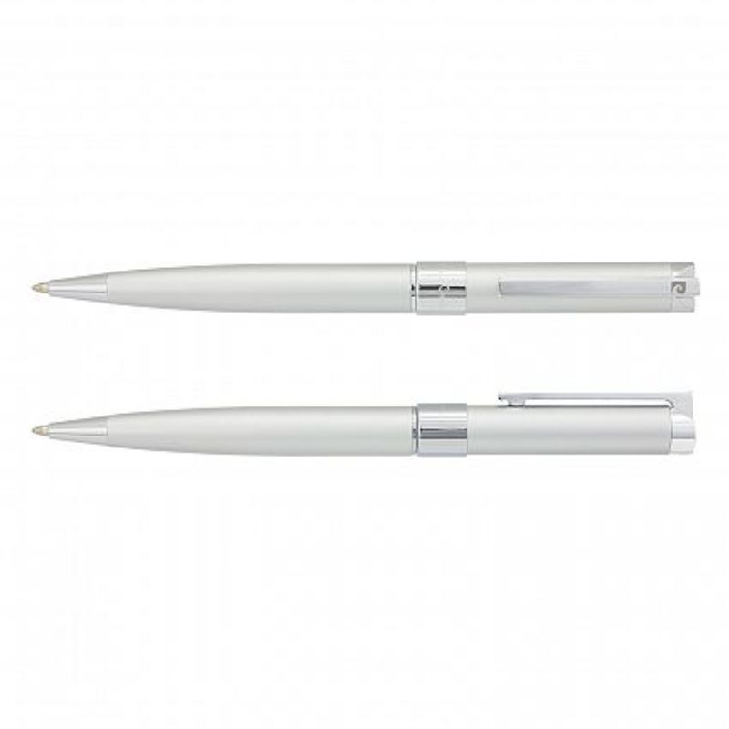 Set of 3 silver Pierre Cardin Noblesse pens, featuring a twist action, lacquered finish, and engraved logo for elegance.