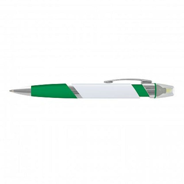 Set of 50 green retractable highlighter pens with soft-touch grip and chrome trim, ideal for organization and clarity.