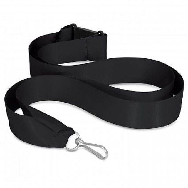 Black ribbon lanyard set of 50, featuring breakaway clips, metal rings, and a stylish design for events and ID badges.
