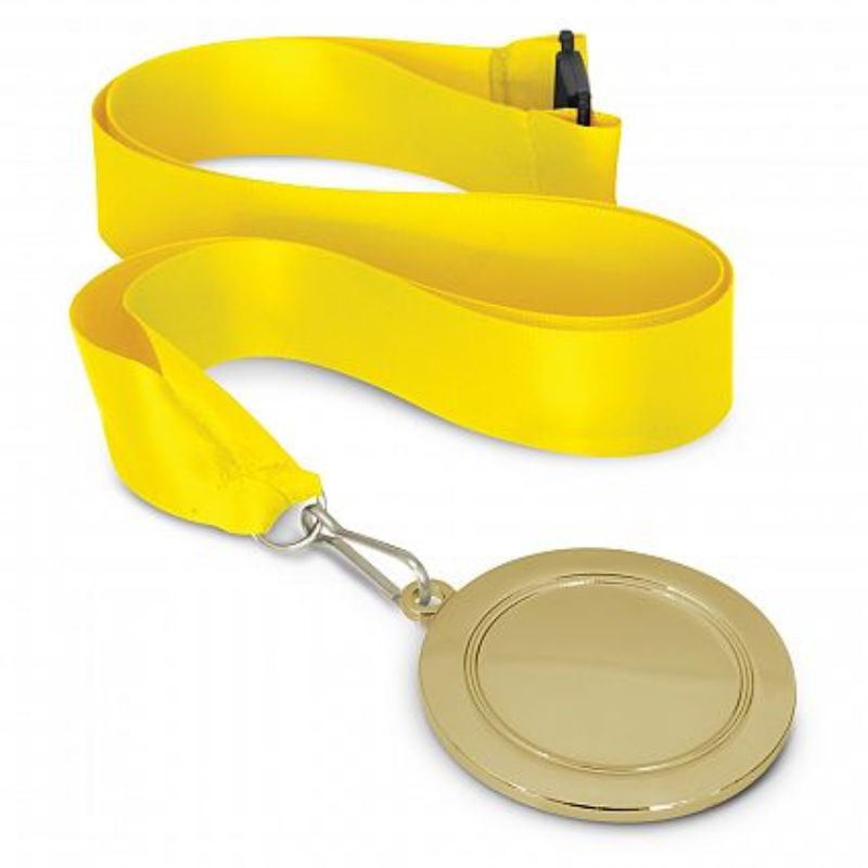 Set of 12 vibrant gold medals with yellow lanyards, perfect for celebrating achievements at sports events and ceremonies.