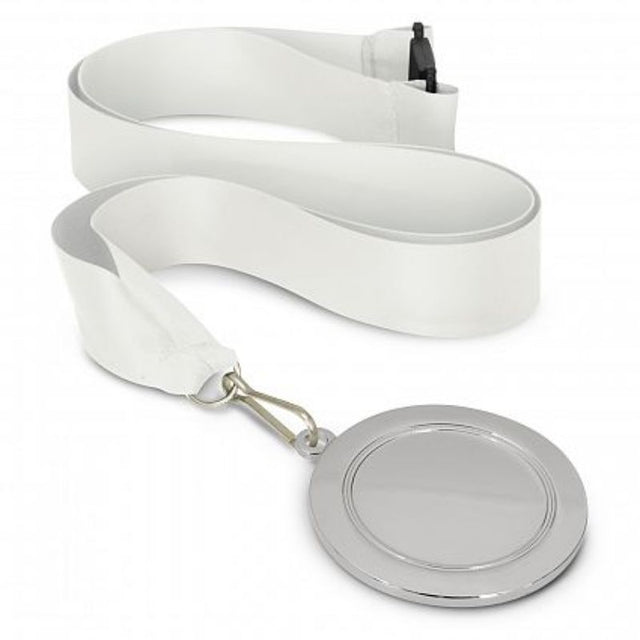 Set of 12 elegant silver medals with white lanyards, perfect for rewarding achievements in various events.