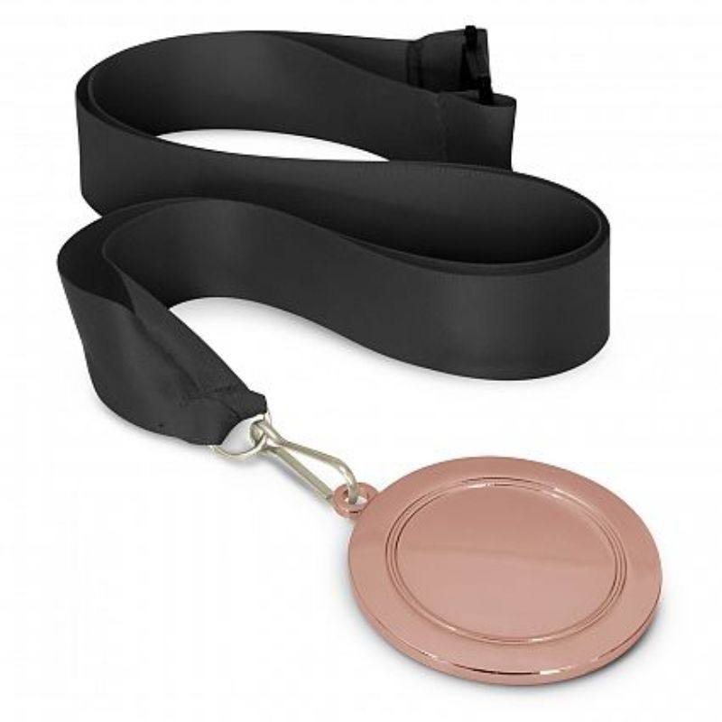Set of 12 bronze medals, 65mm diameter, with black lanyards, perfect for award ceremonies and recognizing achievements.