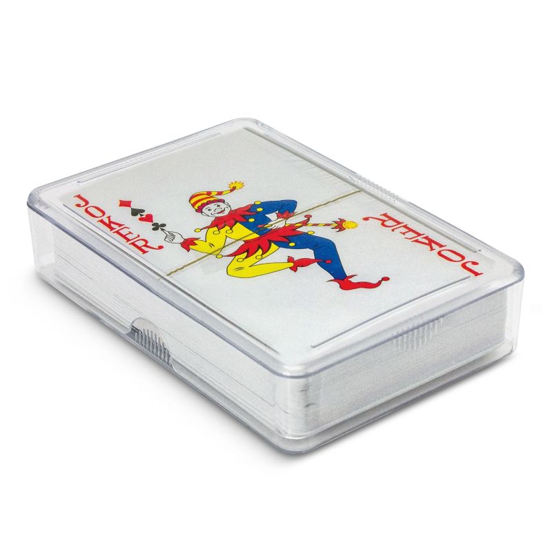 Stylish white playing cards in a clear case, perfect for game nights and gatherings, set of 30.