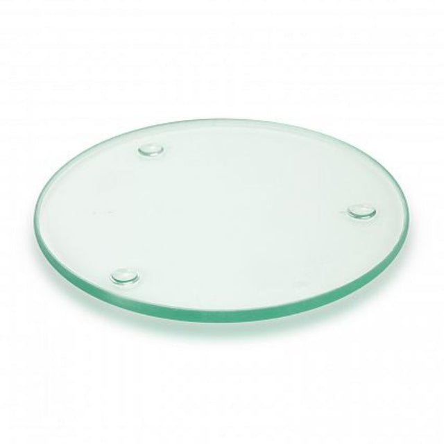 Round clear glass coasters set of 30 in a stylish velvet sleeve, featuring non-skid pads for furniture protection.