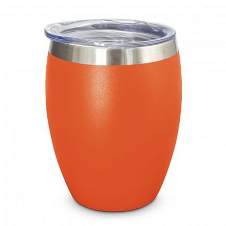 Set of 6 vibrant orange vacuum insulated cups, 300ml, double wall, BPA-free, perfect for hot or cold drinks on the go.