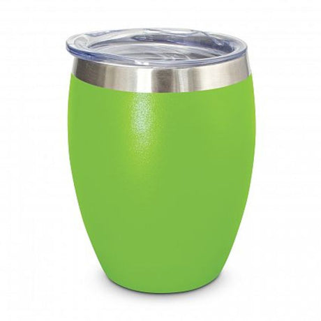 Set of 6 bright green Verona vacuum cups, double wall insulated, perfect for keeping drinks hot or cold on the go.
