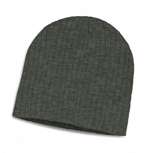 Charcoal Nebraska Heather Cable Knit Beanie set of 12, crafted for warmth and style, featuring a classic cable knit design.