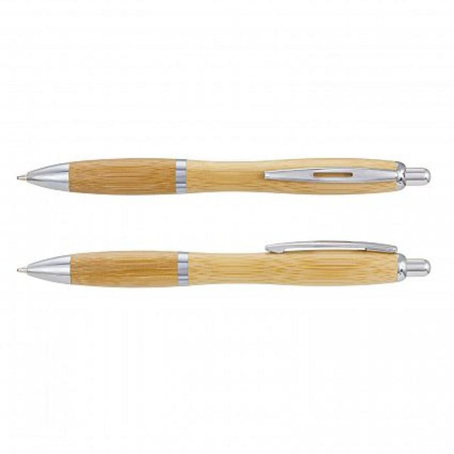 Set of 50 eco-friendly Vistro Bamboo Pens featuring a sleek design, retractable function, and high-quality ink for smooth writing.