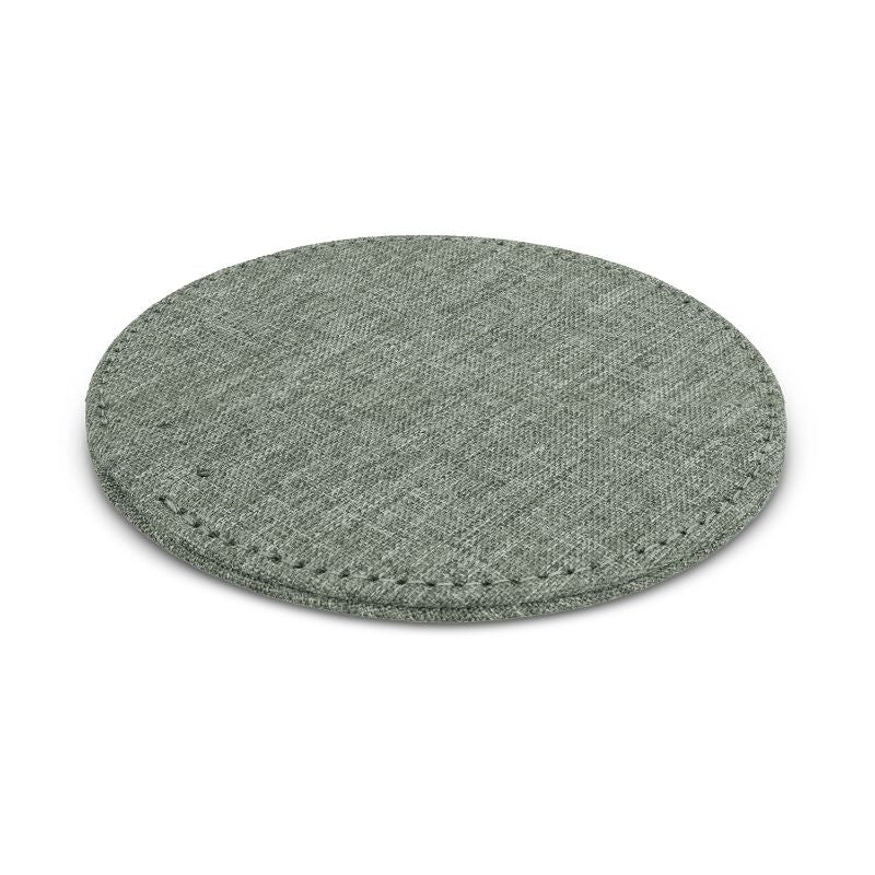 Hadron Wireless Charger in grey fabric, 5W, stylish design, compatible with most smartphones for hassle-free charging.