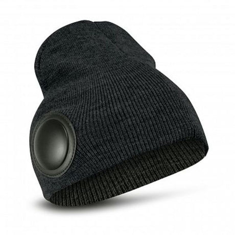 Black Melody Bluetooth beanie set of 3, featuring warm acrylic knit and removable headphones for crystal clear sound.