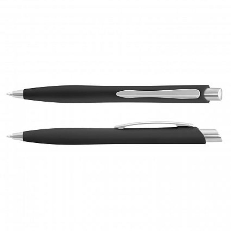 Set of 100 Javalin Black Pens with soft-touch finish, retractable design, and smooth-flowing blue ink for everyday use.