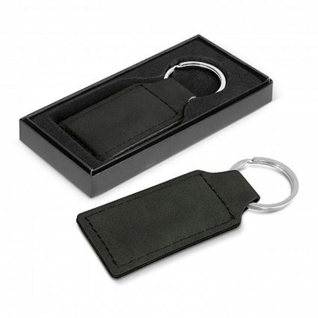 Set of 30 elegant black PU leather key rings in gift boxes, featuring stylish stitching and a durable ring for key management.