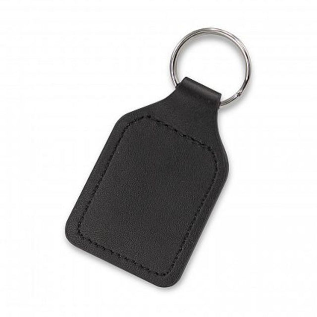 Elegant square black leather key ring with matching stitching, perfect for organizing keys and ideal for gifting.