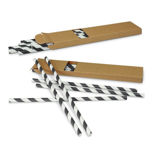 Eco-friendly black paper drinking straws in a set of 50, perfect for stylishly reducing plastic waste at any event.
