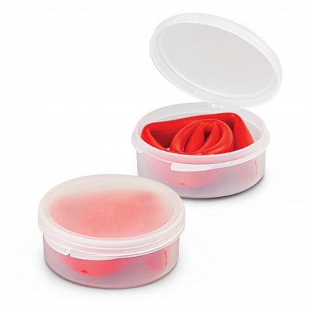 Set of 50 red reusable silicone straws in a compact case, eco-friendly and customizable for any drink size.