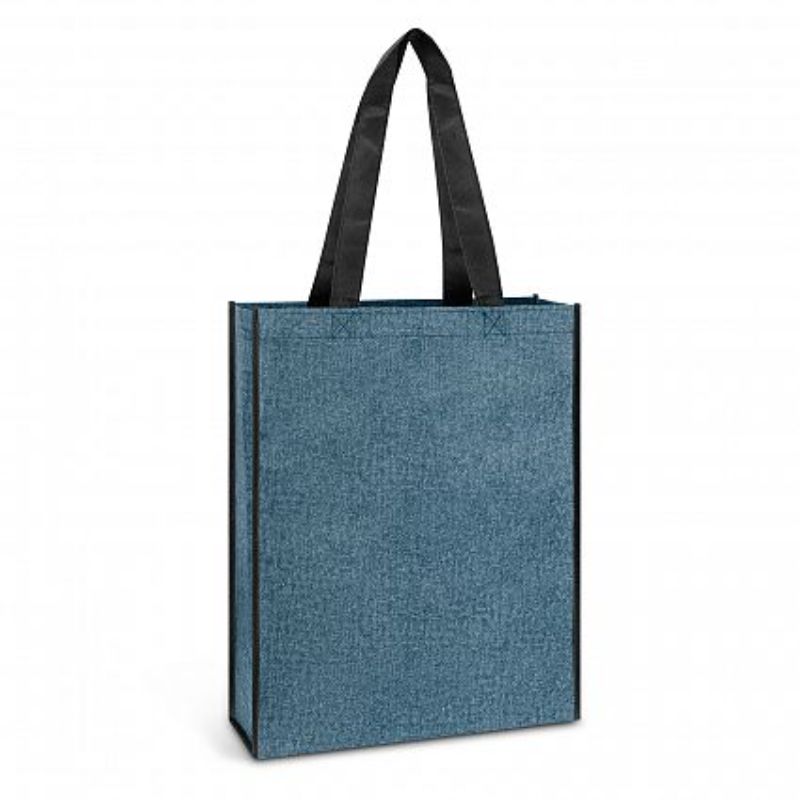 Large blue heather tote bags with generous gusset, eco-friendly, durable, perfect for shopping and daily use (set of 3).