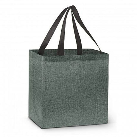 Stylish grey reusable tote bags with heather finish, ideal for groceries and everyday errands (set of 30).
