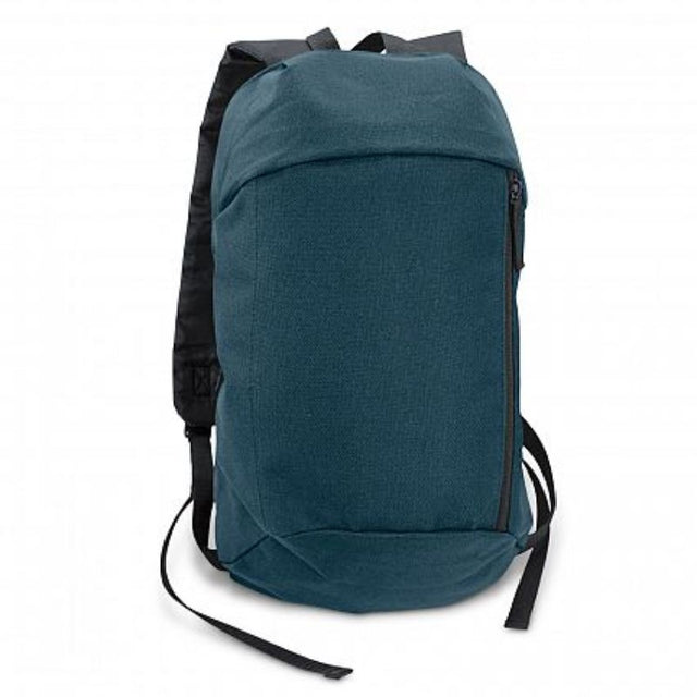 A set of 12 dark blue compact backpacks with adjustable straps, zippered pockets, and durable polyester fabric for travel or school.