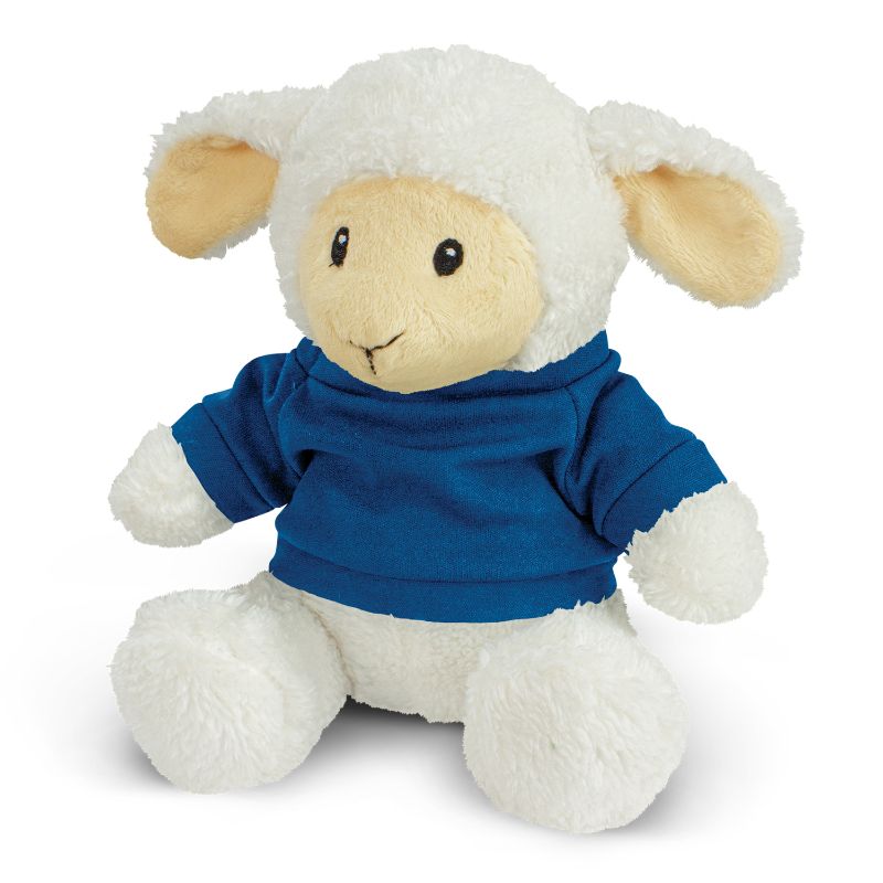 Set of 6 dark blue lamb plush toys, 210mm high, ultra-soft, perfect for playtime and cuddles.