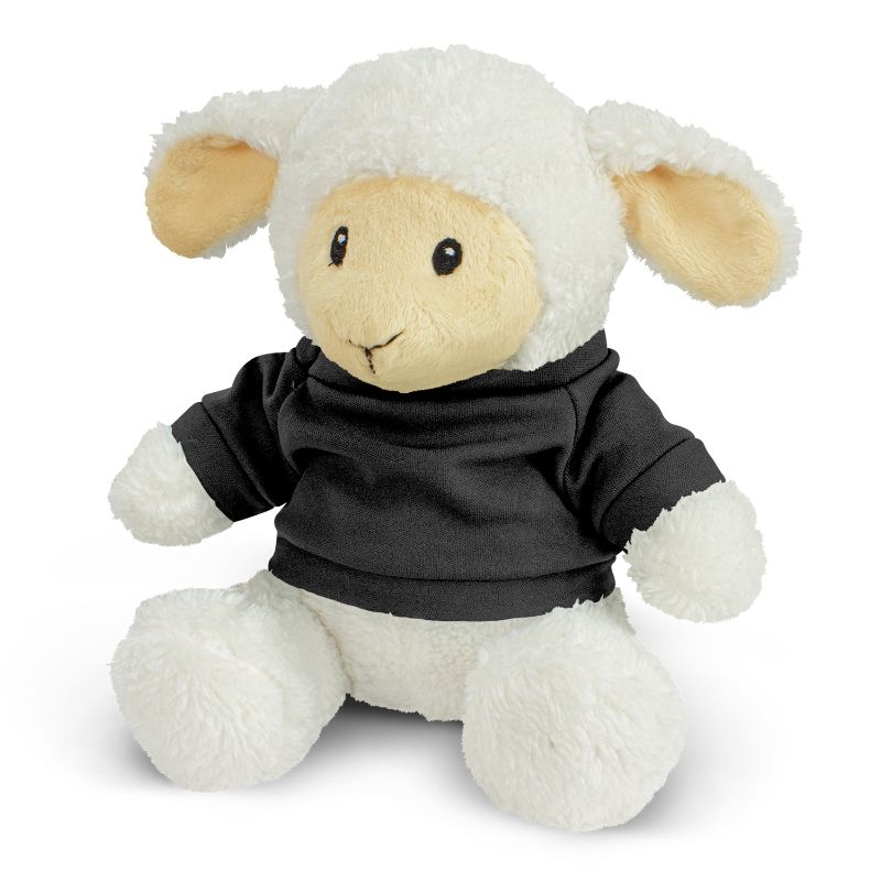 Set of 6 black lamb plush toys, 210mm high, soft, safe, perfect for playtime and decoration in nurseries or playrooms.