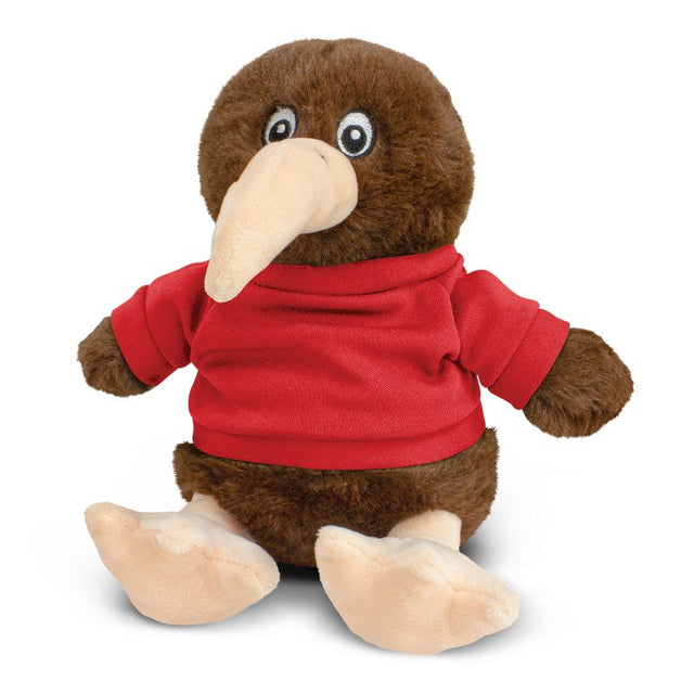 Set of 6 red kiwi plush toys, each 20cm tall, perfect for cuddling and vibrant home decor.