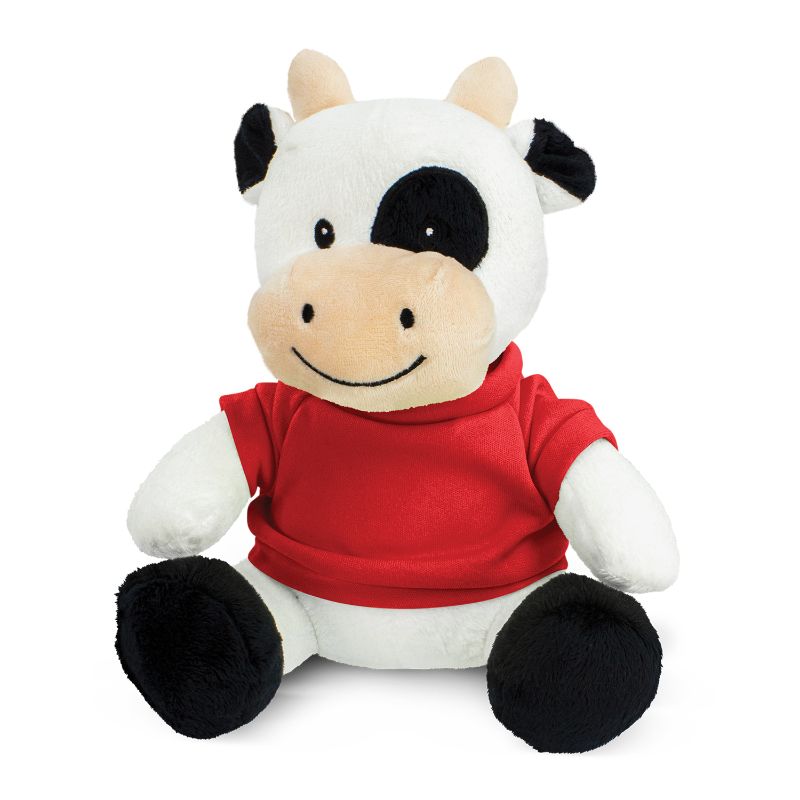 Set of 6 red cow plush toys, 22.5cm tall, soft and cuddly, perfect for playtime and décor in nurseries or playrooms.