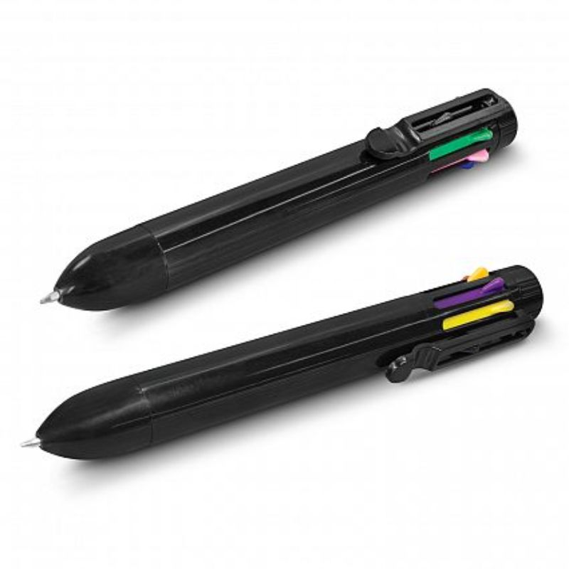 Set of 50 Mega Multi Pens in black with eight vibrant color refills for versatile writing and creativity.