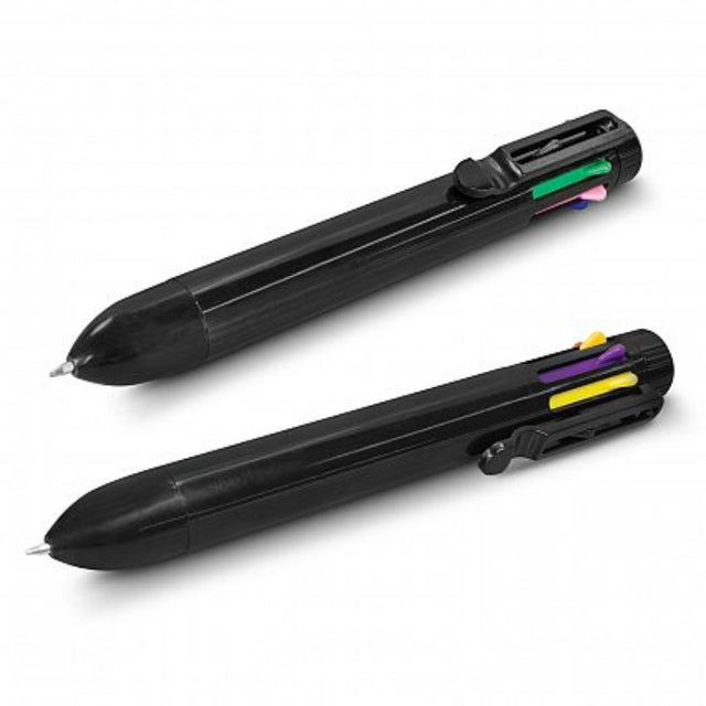 Set of 50 Mega Multi Pens in black with eight vibrant color refills for versatile writing and creativity.