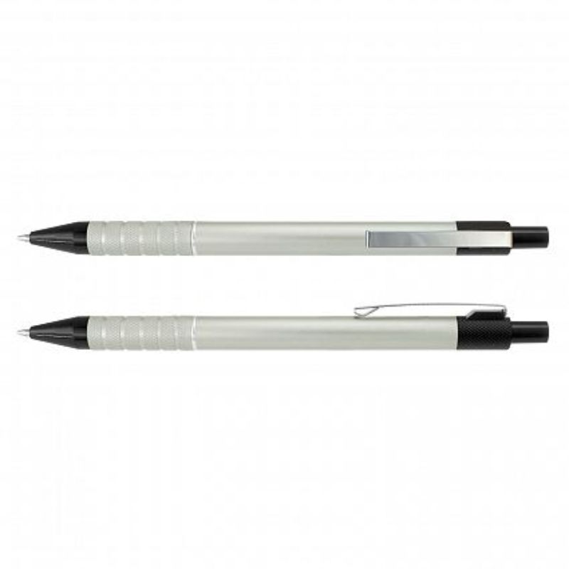 Set of 50 sleek silver Winchester pens with textured grips, chrome accents, and 1200 meters of smooth black ink.