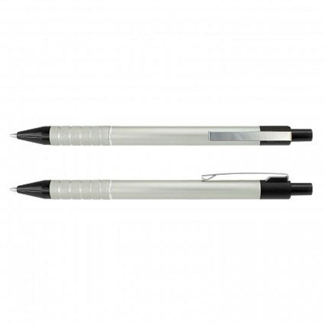 Set of 50 sleek silver Winchester pens with textured grips, chrome accents, and 1200 meters of smooth black ink.