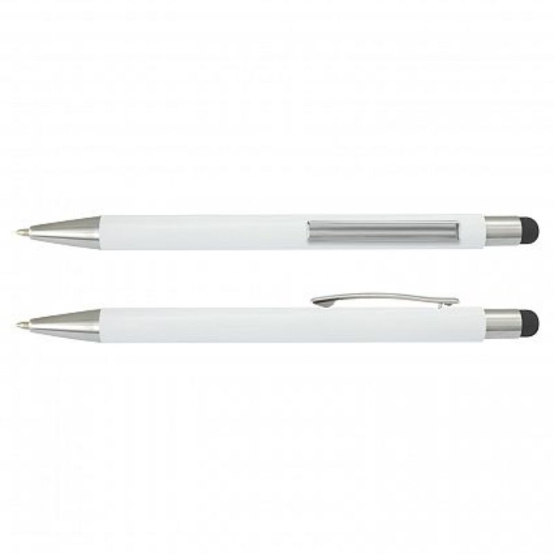 Lancer Stylus Pen set of 50 with white barrel, black accents, and stylus tip for seamless touch screen interaction.