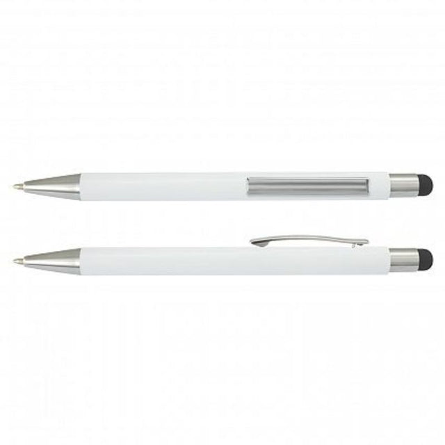Lancer Stylus Pen set of 50 with white barrel, black accents, and stylus tip for seamless touch screen interaction.