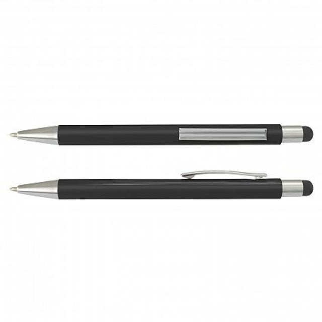 Lancer Stylus Pen set of 50 in black, retractable with chrome accents, features a stylus and premium long-lasting ink.