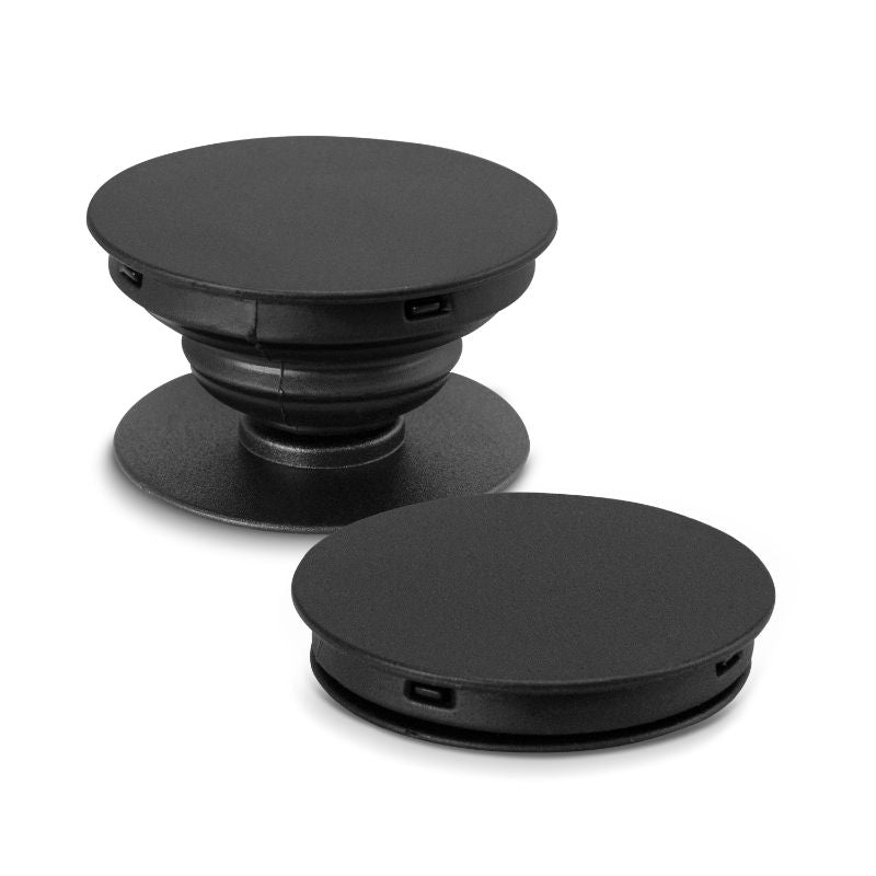 Black Wizard Phone Grip set of 50, featuring a secure finger hold, phone stand, and cable tidy for enhanced functionality.