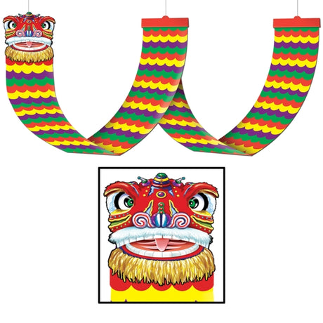 Colorful 300mm x 3.6m dragon ceiling decoration, perfect for Asian-themed parties and festivities.