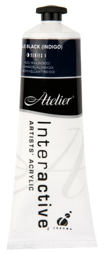 High-quality 80ml Blue Black (Indigo) acrylic paint for versatile artistic techniques, featuring controlled and fast drying options.