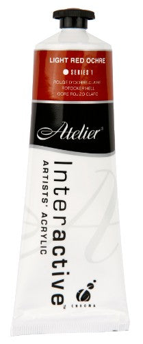 Vibrant 80ml Light Red Ochre acrylic paint, ideal for versatile artistic techniques and smooth blending on canvas.