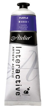 Atelier 80ml Purple Acrylic Paint, a versatile non-toxic paint with controlled drying for easy blending and vibrant artwork.