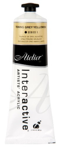 Atelier 80ml Toning Grey Yellowish Acrylic Paint, ideal for artists seeking versatile drying control and superior blending.