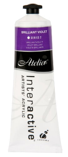 Acrylic paint tube in Brilliant Violet, ideal for controlled and versatile painting techniques, made in Australia.