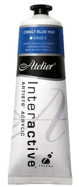 Vibrant Atelier 80ml Cobalt Blue Hue acrylic paint, perfect for versatile and smooth blending in artwork. Made in Australia.