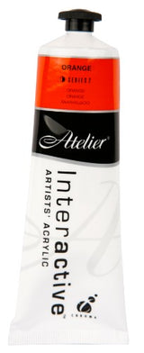 Bright orange 80ml Atelier Acrylic Paint, ideal for versatile techniques, blending, and enhancing your artistic creations.