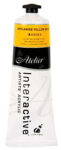 Vibrant Arylamide Yellow Deep acrylic paint in 80ml for versatile layering and blending, ideal for all artists.